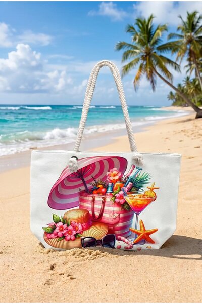 hazelin حقيبة شاطئ نسائية كبيرة الحجم بطبعة Pink Paradise HZL26S-TT01