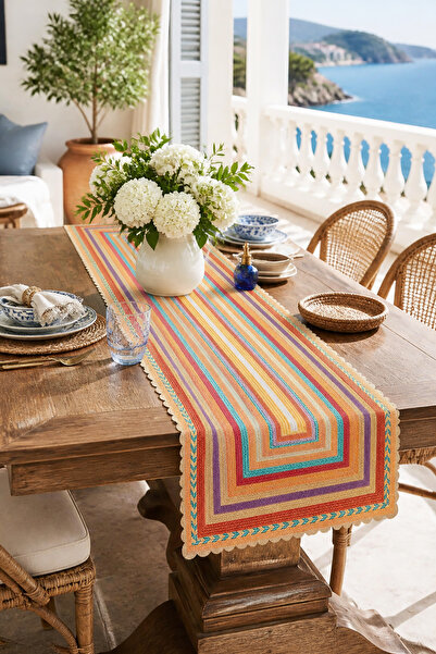 Decomia Home Modern Striped Colorful Digital Print Runner Decorative Table Ru...