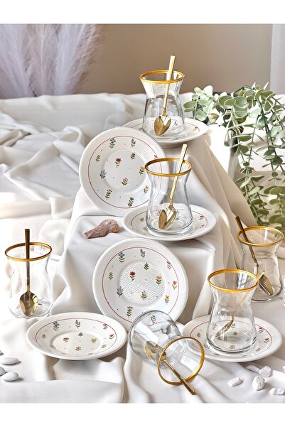 Hooly Home Pastel Garden Model 12 Piece Luxury Tea Set for 6 People