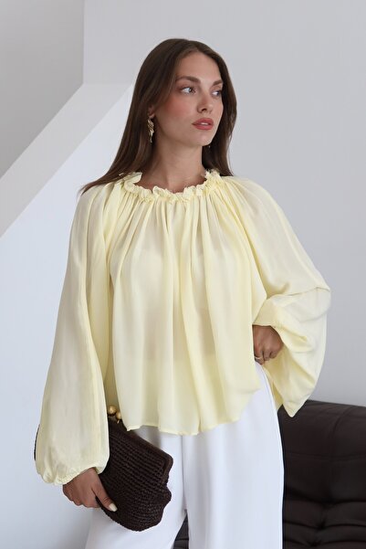 My Blog Yellow Gathered Detail Collared Blouse - 2Y4959