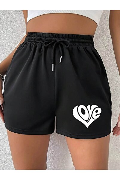 COZYWEAR Love Printed Black Shorts