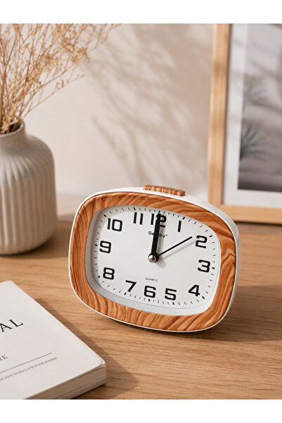 silmarin Vintage Ahşap Tasarımlı Masa Saati | Modern Dekoratif Quartz Çalar S...