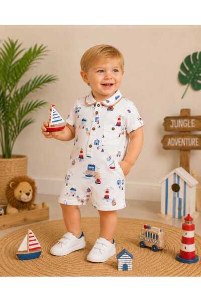 İNDİGO Baby Boy Short Sleeve Collared Jumpsuit