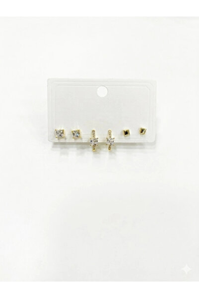 Inure Jewelry Zircon Stone Brass Six-Piece Combination Earrings - Kp00572
