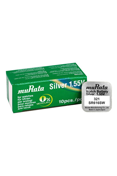 MURATA μπαταρία Silver Oxide για ρολόγια SR616SW, 1.55V, No 321, 10τμχ