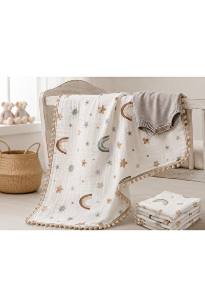 FLAMEL 100% Cotton Muslin Baby Blanket Double Layer Soft Multi-Purpose Cover