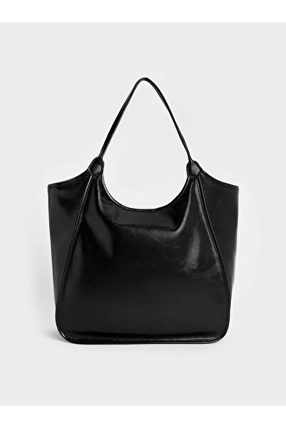 Charlene Charles & Keith Siana Metallic Crinkle Effect Slouchy Tote Bag
