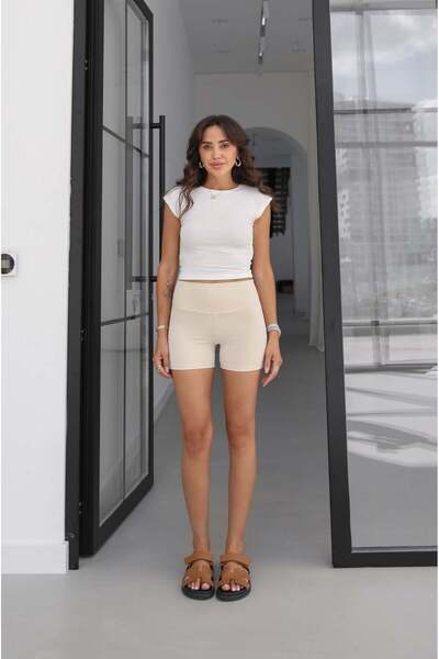 Havoş Stone Color Short Biker Shorts