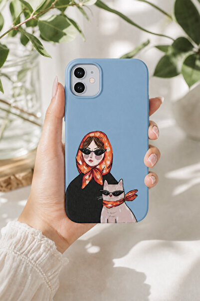 KILIFOLOG iPhone 16 Uyumlu Lansman Silikon Maskeli Kedi Kadın Temalı Darbe Em...