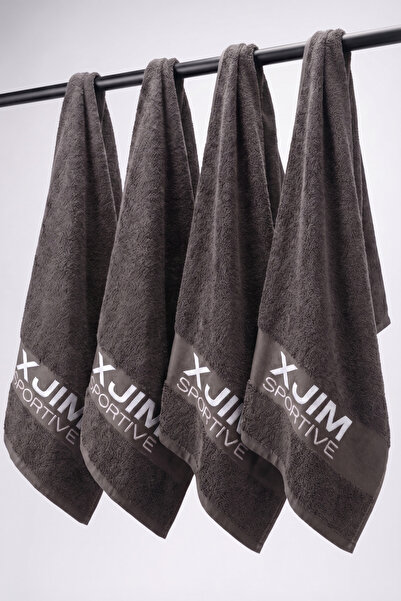 XJIM 4-Pack 100% Cotton Anthracite Sports Towel 30X100 Fitness Training Gym G...