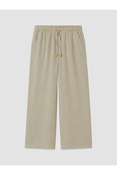 LC Waikiki Peak New Season Elastic Waist Linen Blend Women's Trousers