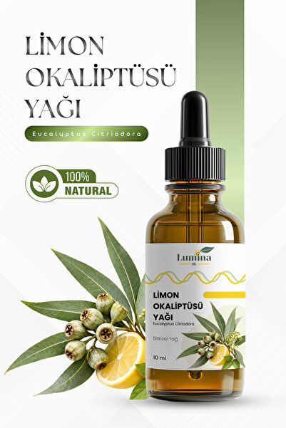 LUMİNAOİL Limon Okaliptus Yağı 10 ML (Eucalyptus citriodora) | Cam Şişe | Kat...