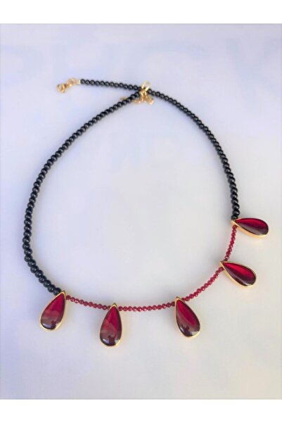 Handmade Κολιέ από κόκκινη πέτρα