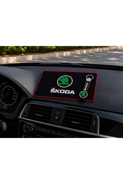 TKY Tasarımı Kendin Yap SKODA LOGOLU ARAÇ İÇİ TORPİDO ÜSTÜ KAYDIRMAZ VE ANAHT...