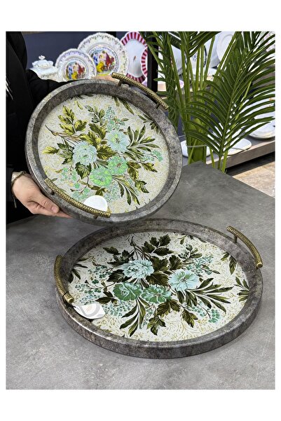 Doğudeko Adalie Round 2-Piece Polyurethane Luxury Tray
