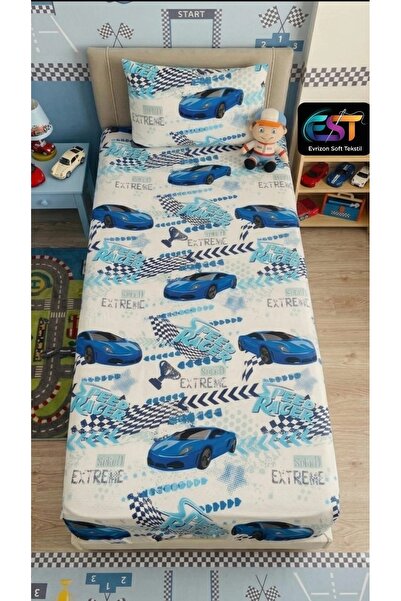 EVRİZON Sports Car Tire-Style Sheet and Pillowcase Set for Single Person