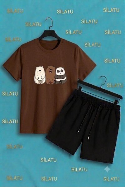 SILATU Unisex Family Bear Printed Shorts and T-Shirt Set