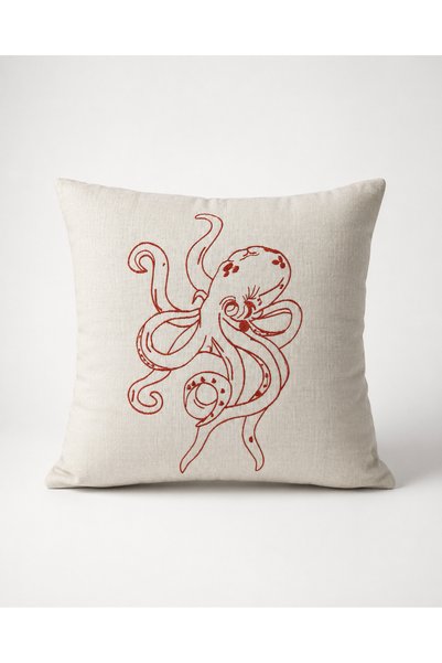 Elegancembroidery Декоративна калъфка за възглавница с десен на октопод 42x42...