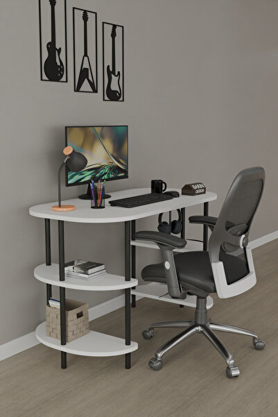 BARIN DESIGN Çok Amaçlı Çalışma Masası - Kitaplıklı Bilgisayar Masası, Ofis M...