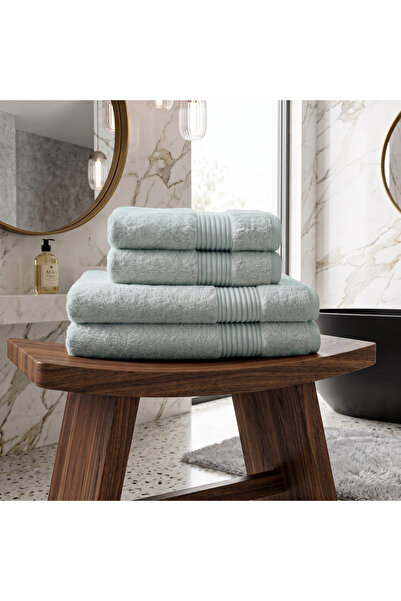 Karahanlı Home 4 Piece Luxury Cotton Hammam Towel Set Dowry Bath Towel Mint G...