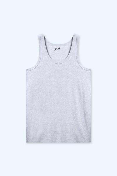 Brix Men's ribbed tank top 100% cotton light grey melange