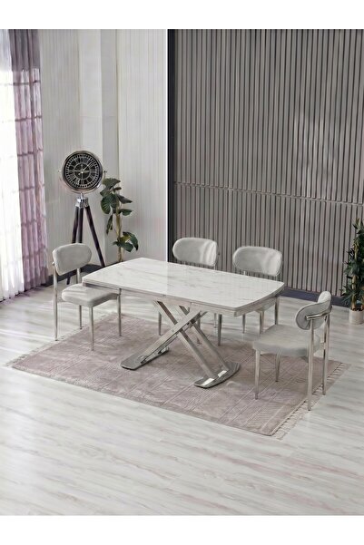 JoyMassa VENOXA 70X110 MDF MASA / 4 POLO SANDALYELİ MASA TAKIMI