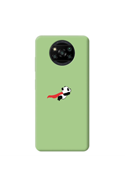 Other Xiaomi Poco X3 /X3 Pro kite flying panda Light Green Colored Silicone T...