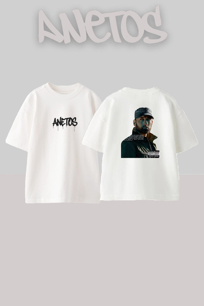 Anetos Eminem Rapper_23 Design Printed Oversize White T-Shirt