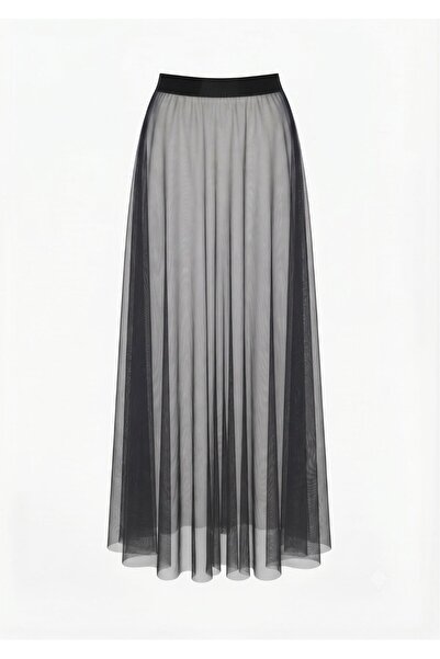 WAYS Women's Black Tulle Maxi Beach Skirt Pareo Skirt