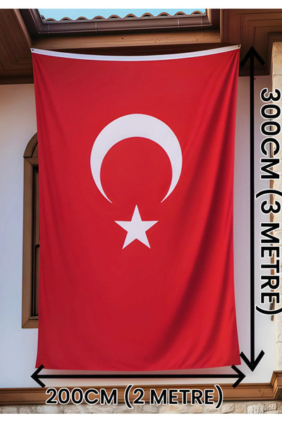 LUNA DİZAYN Türk Bayrağı 200×300 cm (2x3 metre) – Raşel Kumaş, Çift Dikiş