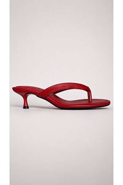 redtan Women's Red Flip-Flop Heeled Slippers with Thin Straps, Stylish Casual...