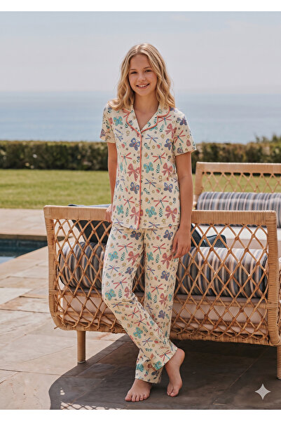 Ponki Girl Waitress 100% Cotton Button-Down Pajama Set