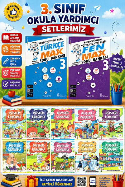 5 Renk Yayınları 3.Sınıf Türkçe Max + Fen Max + Düşler Kulübü Hikaye Seti