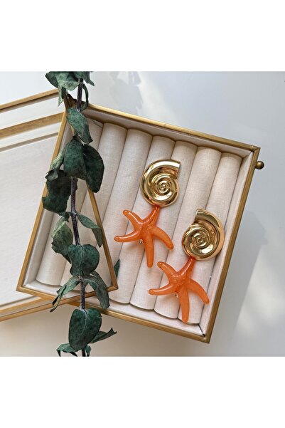 Alice İsstanbul Orange Starfish&Snail Earrings