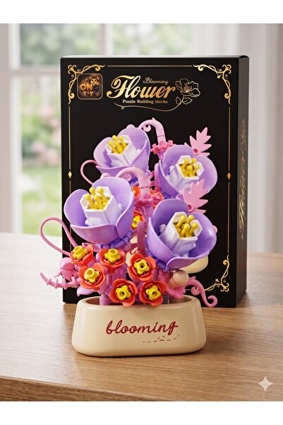 Arvela Premium Blooming Çiçek Yapım Blokları - DIY Mor Çan Çiçeği Buketi Deko...