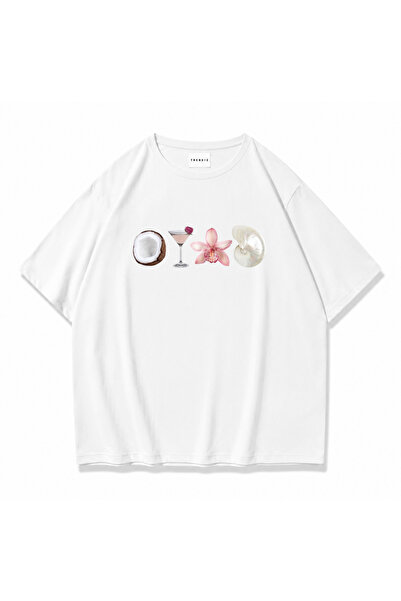 Trendiz Woman's coconut cocktail t-shirt white