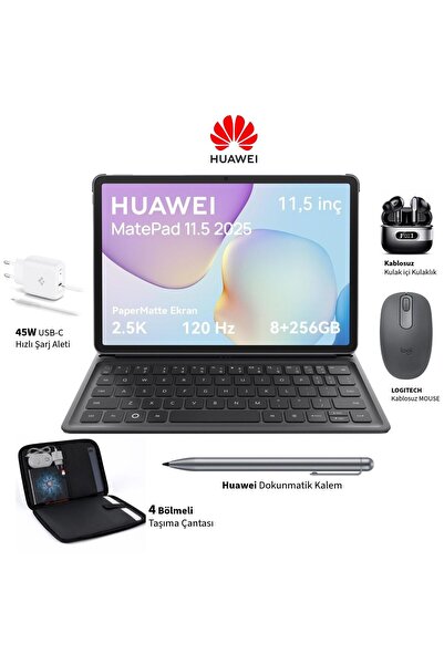 Huawei 8 GB RAM 256 GB hafızalı 11,5 inç mat yüzeyli Dokunmatik tablet Gri + ...
