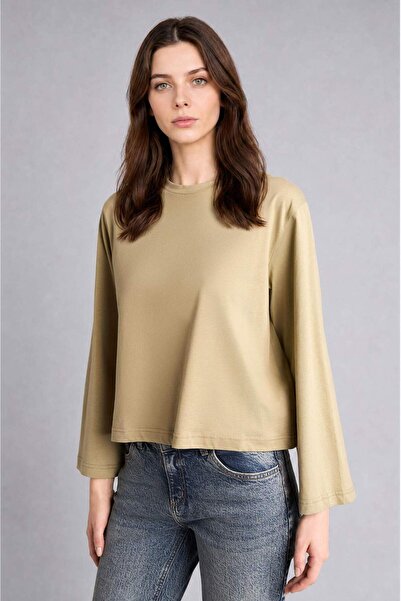 DeFacto Relax Fit Combed Cotton Long Sleeve Green Tunic H7196Ax26Sm