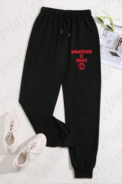 ZOKAWEAR Unisex crne "Black Widow" trenirke sa natpisom "Whatever It Takes"