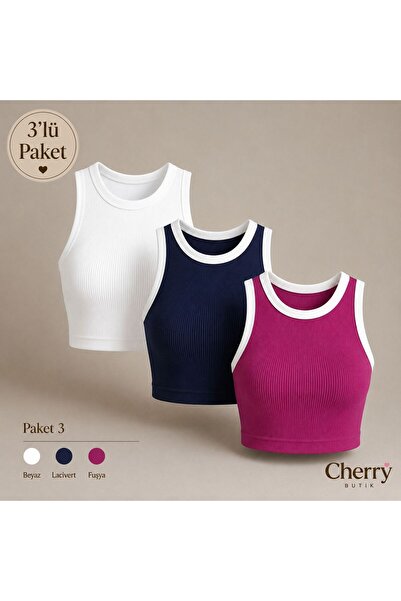 Cherry Butik Τριπλό Halter Crop Body με λαιμόκοψη halter