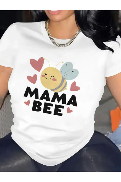 2mcup تي شيرت رائع للنساء من Adorable Mama Bee، قميص كاجوال مثالي بأكمام قصير...