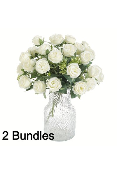Choice6 2Pcs White 1/2Pcs Rose Artificial Flowers Bouquet 30CM Silk Fake Flow...