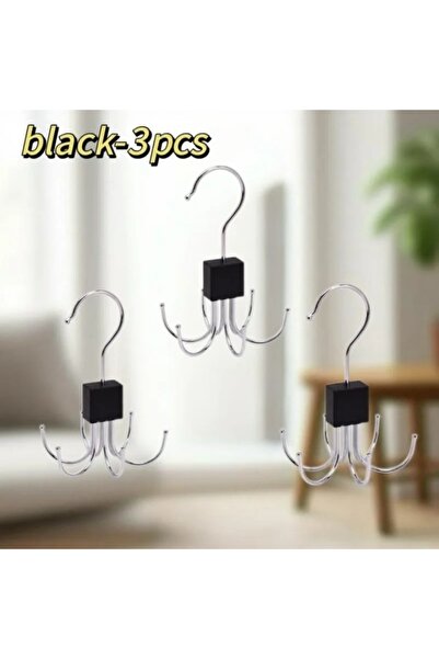 Choice1 Black 3pcs 360°Rotating Belt Hanger Hook Durable Belts Rack Organizer...