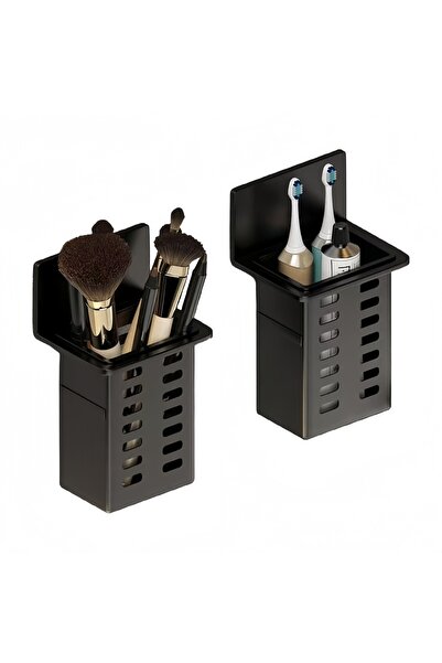 Choice black 2pcs 1/2pc Wall-mounted Toothbrush Storage Rack Bathroom Toothpa...