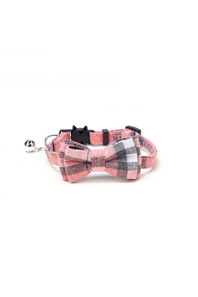 Choice4 Pink Pet Breakaway Cat Collar Bow Tie and Bell Cute Plaid Christmas R...
