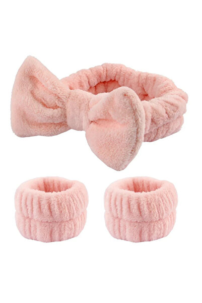 Choice4 Pink Cute Plush Wristband Hair Tie Makeup Mask Moisture Proof Sleeve ...