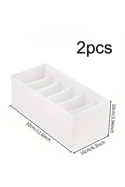 Choice WHITE 2pcs 2-Pack Foldable Fabric Belt Organizer, 6 Grids Drawer & Clo...