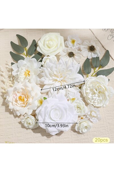 Choice 20Pcs 20Pcs White Artificial Flowers Mix Fake Flower Heads for Home Ro...
