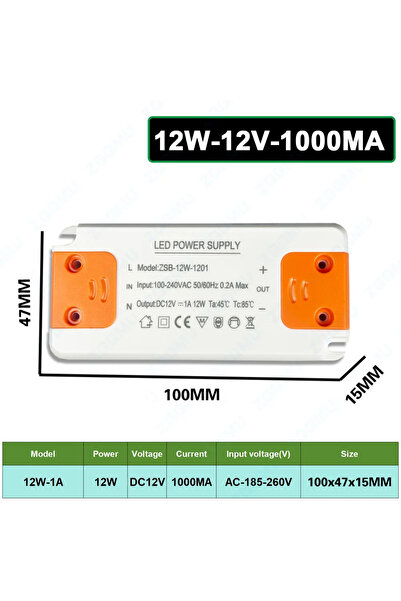 Choice5 محول طاقة LED بقوة 12 واط يعمل بجهد 12 فولت تيار مستمر، متوفر بقدرات ...