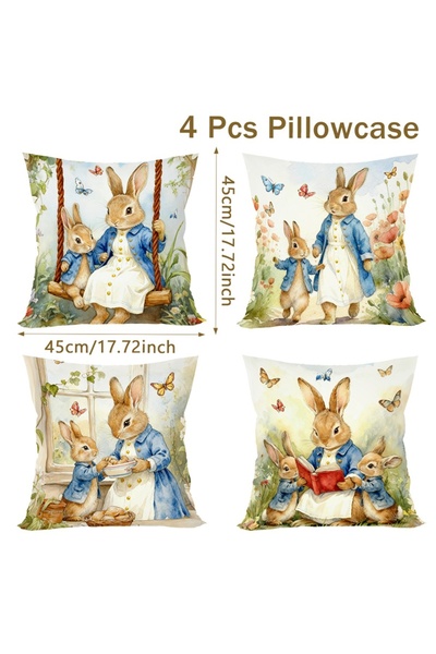 Choice 204 4pcs Easter Bunny Eggs Throw Pillow Cover Spring Holiday Ornaments...
